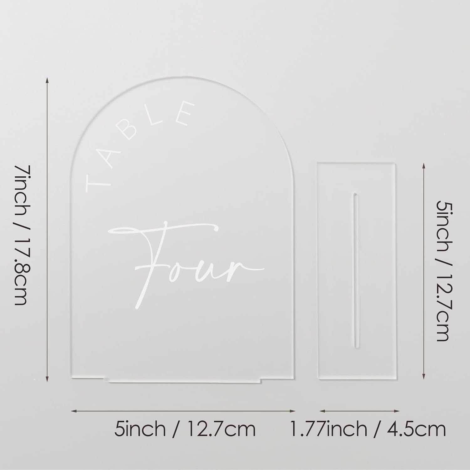 Frosted Arch Wedding Table Numbers 1-25 with Stands, 5x7 Inch Frosted Arch Acrylic Sign with White Letters, Arched Acrylic Table Numbers for Wedding Reception image 3