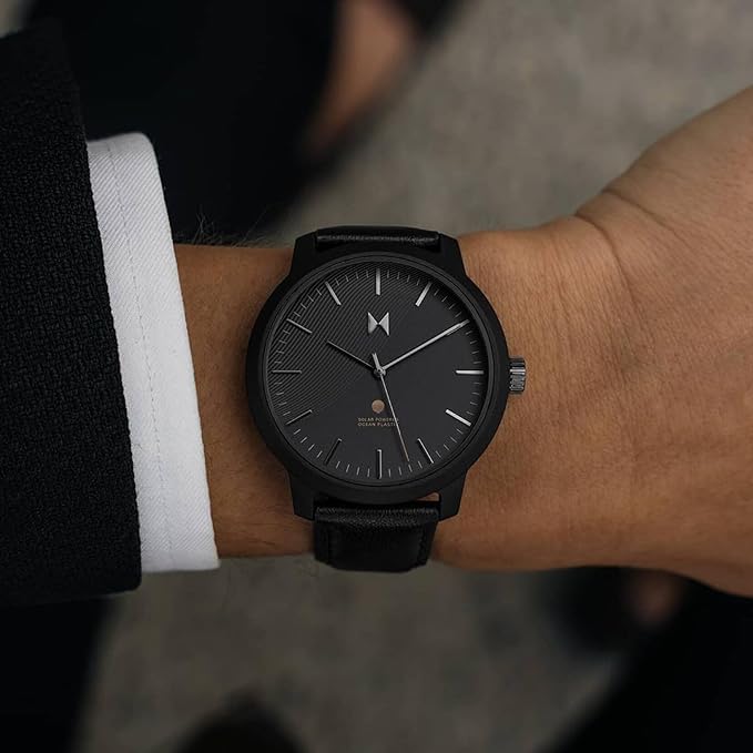 Image of MVMT Leather Analog Black Dial Men's Watch-28000257-D, Band Color-Black
