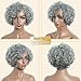 JOEDIR HAIR Salt and Pepper Wig for Black Women Gray Short Human Hair Wig with Bangs Glueless Short Curly Bangs Wigs Curly Wave Bob Wig