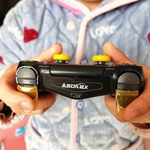 Miniatura 5 de Extensores de gatillo L2 R2 Ps4 (1 par de disparadores L2 R2, 4 tapas de joystick, 2 pares de calcomanías de barra de luz LED), para control