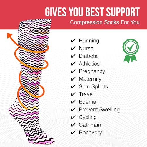Image of Celeste Stein Therapeutic Graduated Women Compression Socks, Diabetic Socks For Womens, 8-15 mmHg For Regular Calf