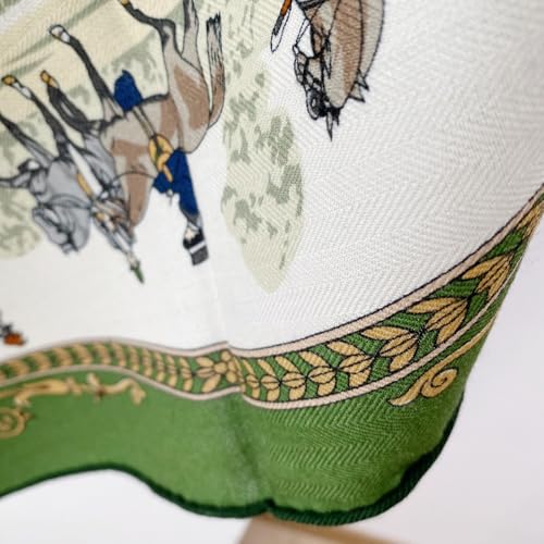 Women's Square Wool Blend Silk Scarf, 33 inches, Double Sides Printed,Luxury Scarf with Gift Box2