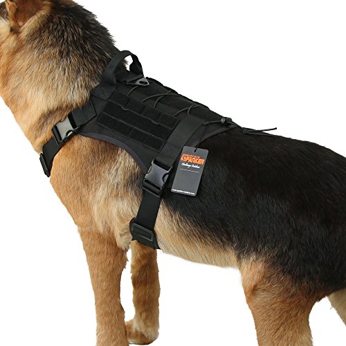 Excellent Elite Spanker Tactical Dog Harness Military Dog Harness Working Dog Vest Molle Adjustable Training Vest Patrol K9 Harness Large With Handle(Black-L) #TOP8