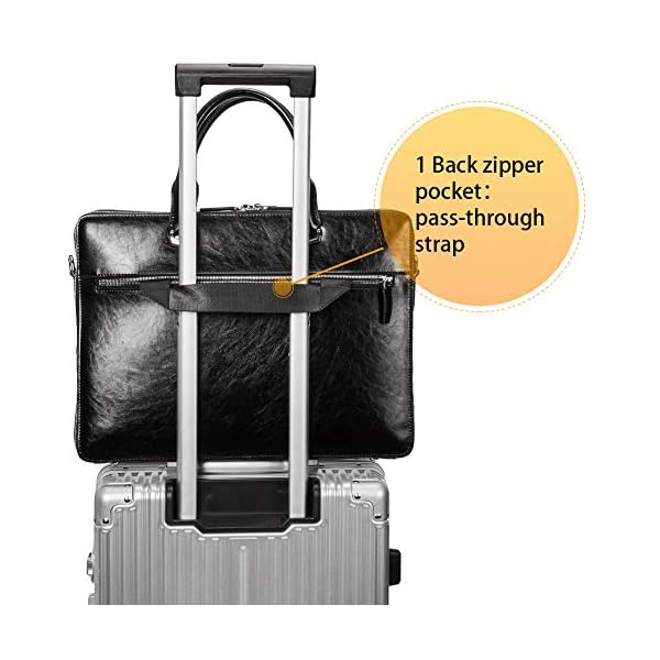 BOSTANTEN Women Genuine Leather Briefcase Tote Business Vintage Handbag 15.6" Laptop Shoulder Bags Black - Image 6