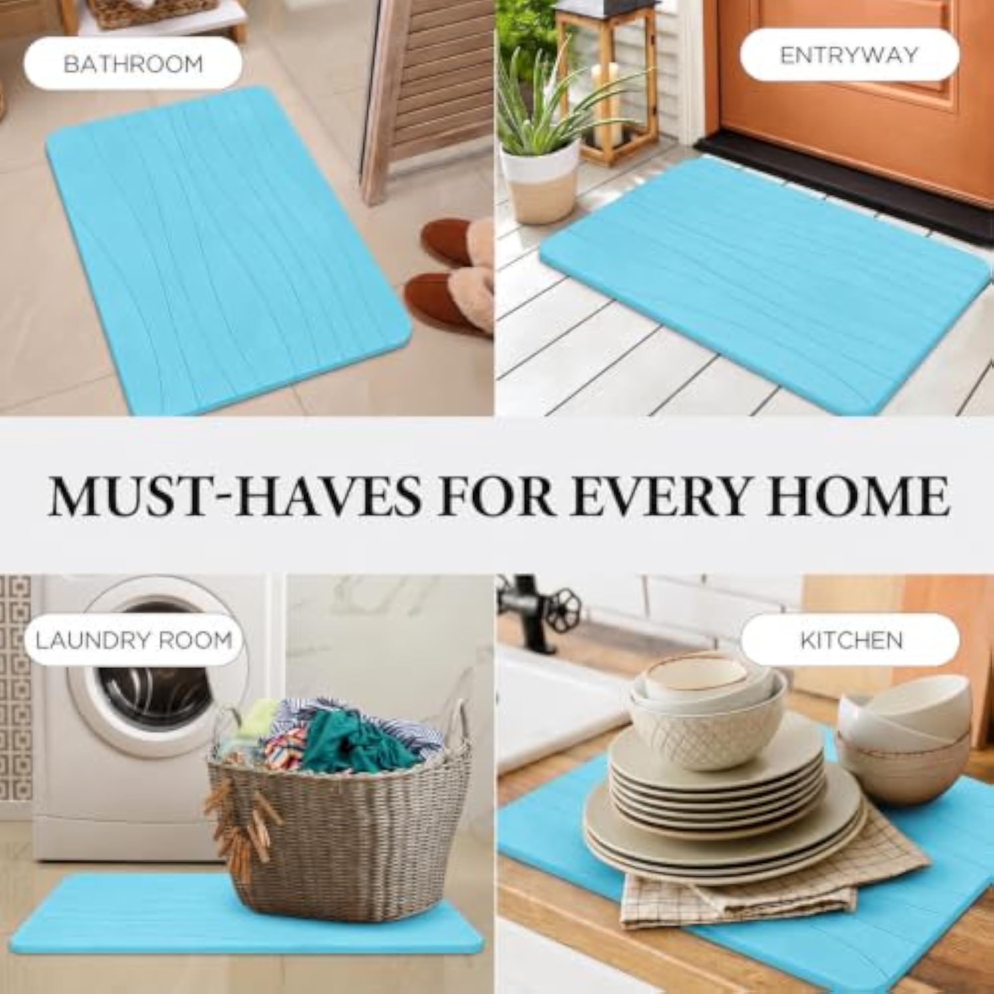 Eco-Friendly Drying Stone Bath Mats, Superior Absorbency