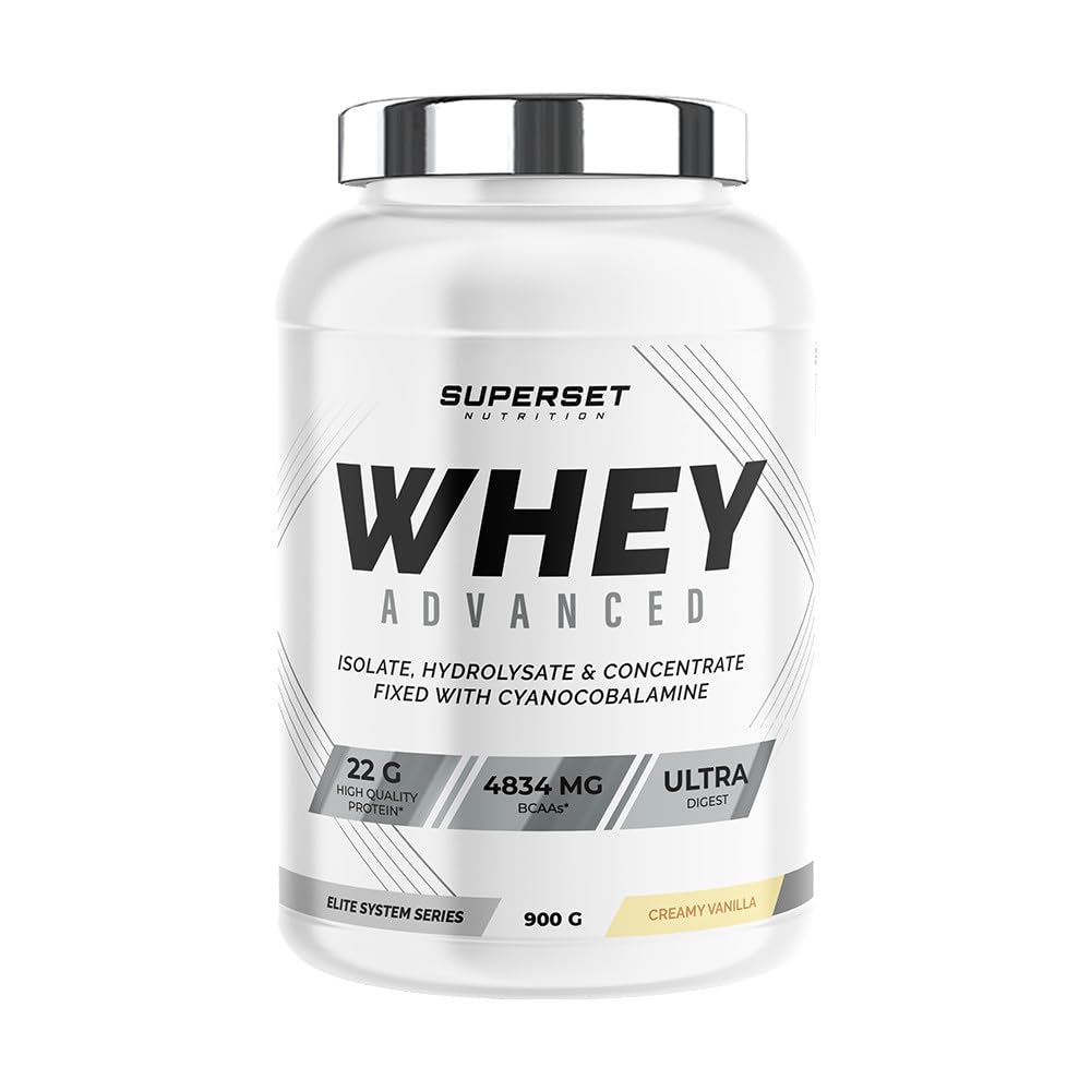 Superset Nutrition | 100% Whey Proteine Advanced (900g) | Whey protéine | Protéine à assimilation optimisée - Vanille Crémeuse