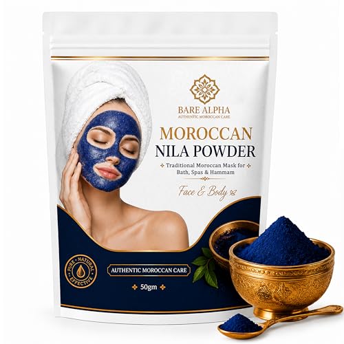 Image of Natural Nila Powder Moroccan Blue (50g) | 100% Natural Blue Powder for Skin Brightening, Tan Removal & Detox | Traditional Moroccan Hammam Beauty Treatment | Face & Body Care (50g)