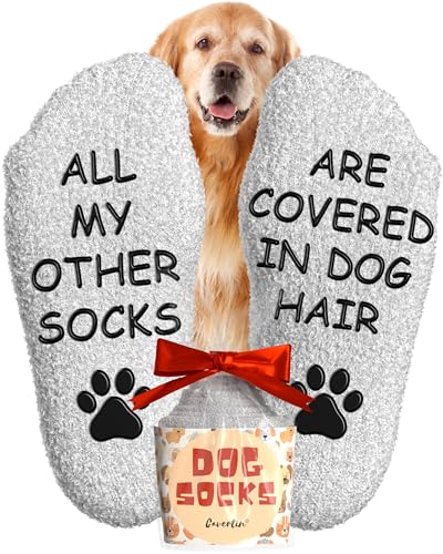 Image of Cavertin Fuzzy Dog Socks with Gift Packaging, Dog Gifts for Women & Men, Funny Socks, Fluffy Dog Mom Gifts
