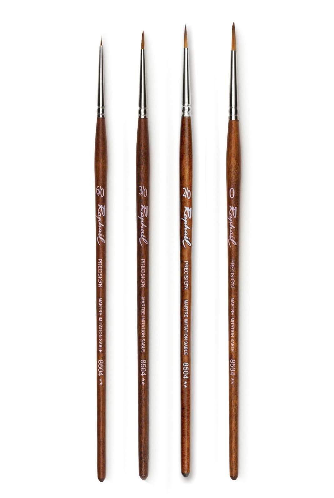 Pinceau Raphael Série 8504 MARTRE IMTATION Sable, Set 4 pcs 6/0, 3/0, 2/0,0. (Raphael France)