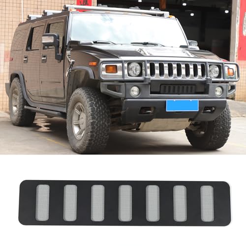 Image of Front Grill Mesh Inserts for Hummer H2 2003-2009 Accessories, Front Bumper Air Inlet Vent Center Grille Cover Bug Screen Deflector, Front Grill /Mesh Grille Grid Inserts Cover Panel Trim (Black)