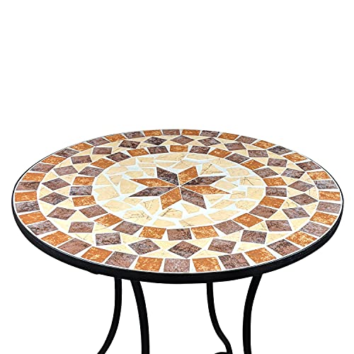 Gartentisch Provence Mit Mosaik-Optik - 60cm Rundtisch Für Terrasse & Balkon
