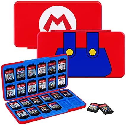 JINGDU Switch Game Case for Nintendo Switch Game Cards and Mirco SD Cards, 24-Slot Shockproof Silicone Moulding Cartridge, The Holder Suitable for Switch/Lite/OLED Games, Yellow Pikapika