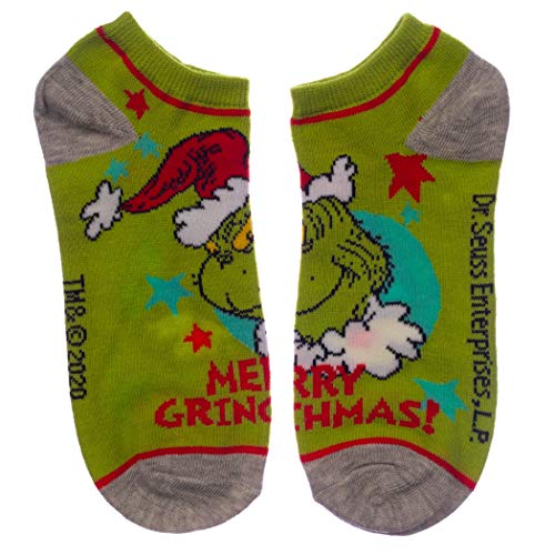 Dr. Seuss The Grinch Who Stole Christmas Pacote com 7 pares de meias femininas de cano curto tamanho