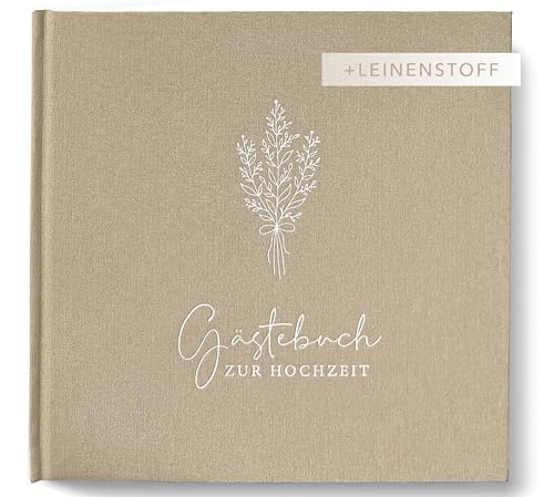 luftundliebe Gästebuch Hochzeit mit Fragen zum ausfüllen Gästebuch Hochzeit Gästebuch Vintage Hardcover mit echtem Leinenumschlag Hochzeitsgästebuch Boho-Stil - Beige