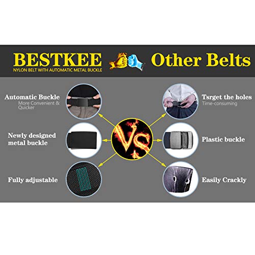 Web Belt for Men, BESTKEE Nylon Military Tactical Duty Belt Fully Adjustable Casual EDC Belt with Automatic Metal Buckle - Thumbnail 6