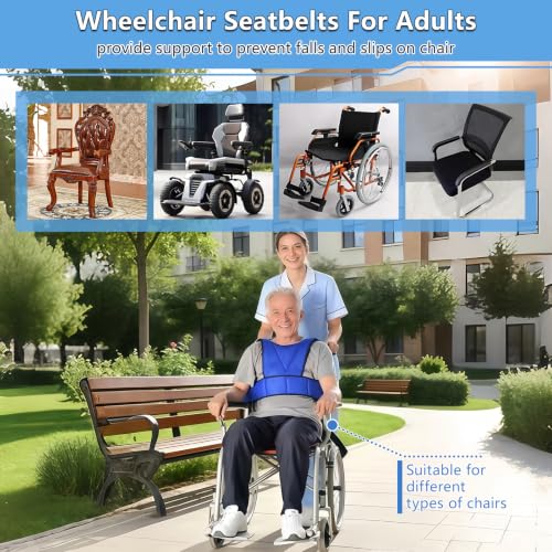 Image of Wheelchair Seat Belt,Wheelchair Harness for Adults,Torso Support Vest Restraint with Adjustable Straps,Suitable for Dementia Patients,The Elderly,Pregnant,Paralyzed(Blue)