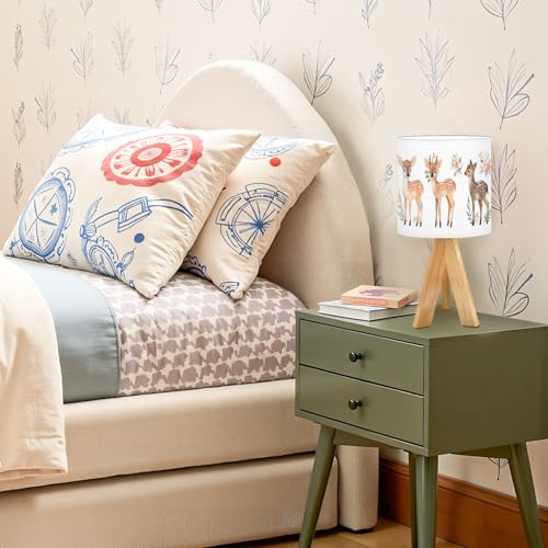 Lámpara de Mesa Infantil con Base de Madera y Pantalla de Lino miniatura 7