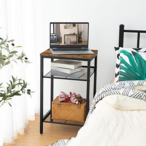 HOOBRO Hoge bijzettafel, industriële telefoontafel, slank nachtkastje, bank-bijzettafel, met 3-laags opbergplanken, smal… - Image 6