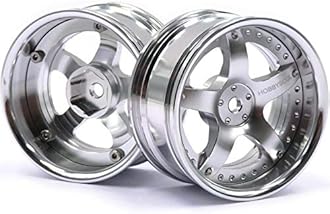 hobbysoul 2pcs RC 1/10 Aluminum On Road Wheel Rims Hex 12mm Adjustable Offset Silver Color Fit for 1:10 RC On Road Drift Touring Street Car Tire Tyre