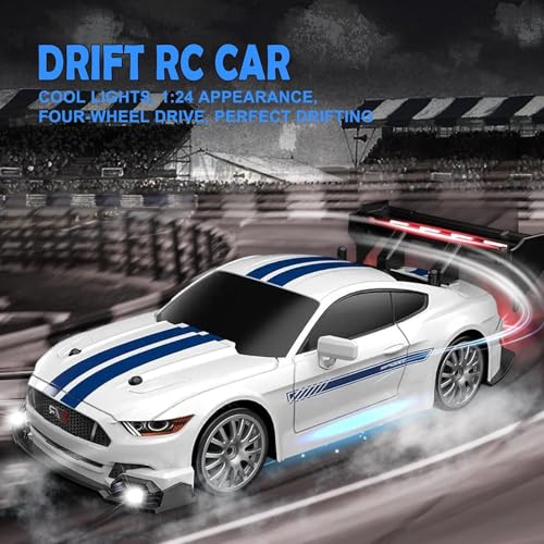 Image of Bestie toys Remote ControlledCar 25+km /h 1 /24 RC Drift Car 4WD High Speed Racing Car Playtime Cool LED Lights Replaceable Tyres Rechargeable Children's Gift