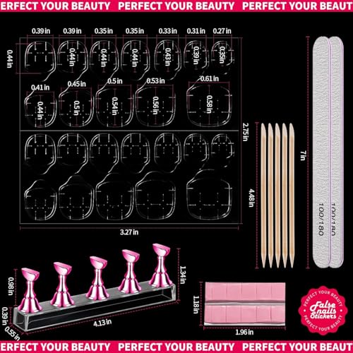 Image of COSTICA 20 Sheet Nail Adhesive Tabs with Nail Stand for Press ons, Double Sided Press on Nail Tabs Nail Glue Stickers, Press on Nail Glue Tabs Sticky Nail Tabs, Adhesive Tabs for Nails with Nail File