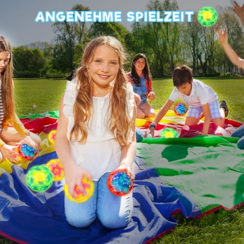Joycabin 6 Stück Leuchtend LED Beleuchtung Hüpfball, Sprünge Gummiball, Galaxy Ball, Flummies, Space Ball, Knallendes Geräusch Machen