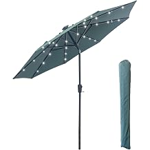 9FT Solar Patio Umbrella with 32 LED Lights with Bag