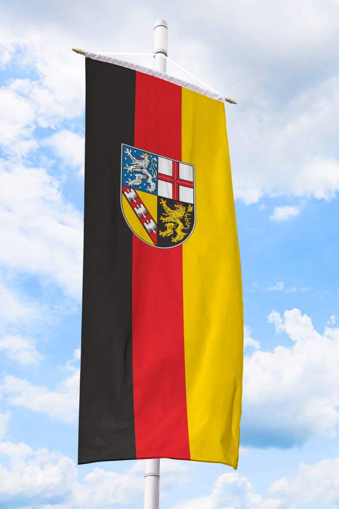 Deitert Bundesland-Flagge Saarland – 120x300 cm Saarland -Fahne mit Wappen, Bannerfahne aus reißfestem Polyester