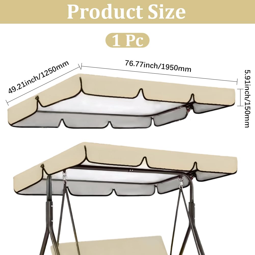 GORGECRAFT Copertura di Ricambio per Altalena da Giardino da 195x125cm per Altalena da Cortile Beige A 3 posti per Veranda Patio Sedia A Baldacchino Protezione UV Impermeabile per Amaca Mobili caffè