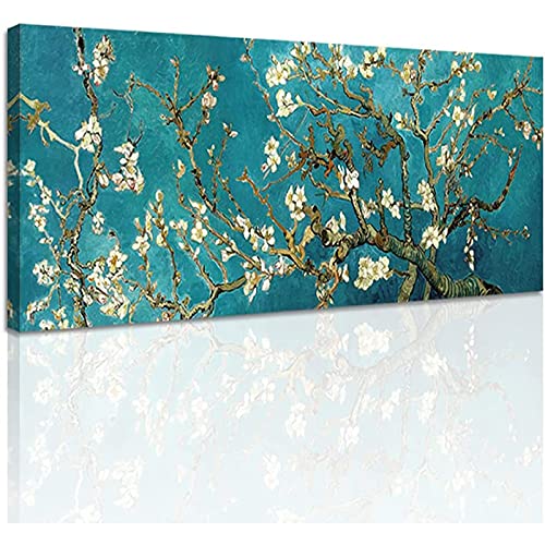 Toile Van Gogh habiller un grand mur vide avec ce tableau Amandier en Fleurs encadré 70x210cm