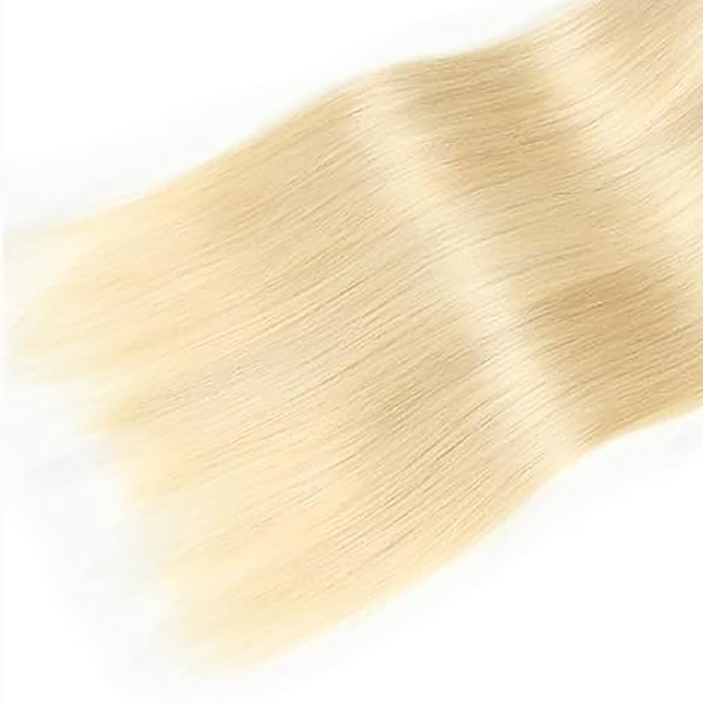 Human Hair Bundles Straight Tissage Naturel Cheveux Humain 100% Unprocessed Brésilienne Remy Virgin en lot Meches Weave Extensions Double Weft Color #613 Blonde 26 Pouces