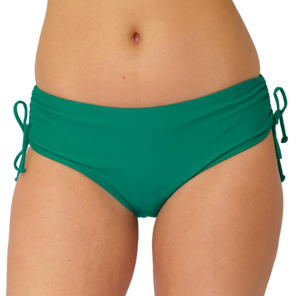Scuba Ladies Swimwear Women's High Waist Ruched Bikini Briefs Swim Bottoms Mix & Match Plain UK Seller - Green - Size 16