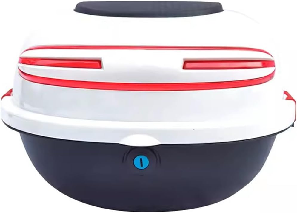 Motorcycle Top Box with Backrest Scooter Trunk Luggage Waterproof Plastic Motorbike Torage Carrier Case,White,33x39x25cm