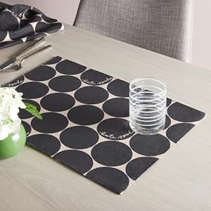 kate spade new york Joy Dot Placemats 4 Pack Set Reversible 100 Cotton Machine Washable BlackBeige 13×19