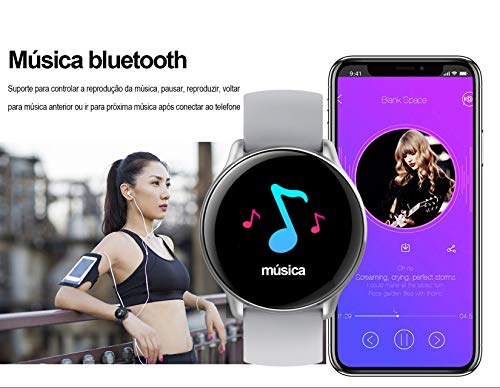 Relógio Inteligente, com Monitor Cardíaco, Sono, Pressão e Sangue, para iOS e Android - Preto