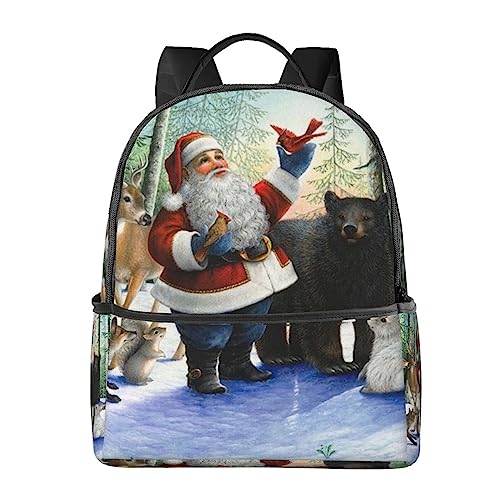Sac à dos de sport imprimé Père Noël et animaux cadeau original