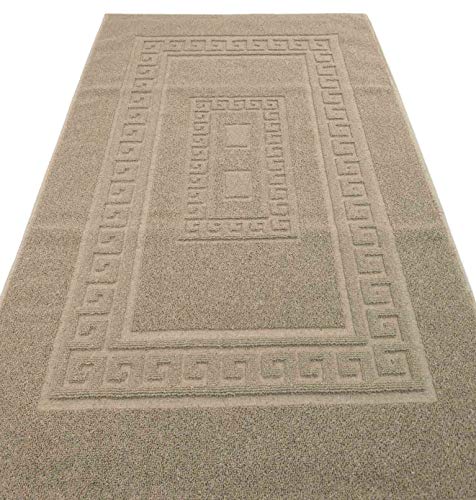 Casatessile Ensemble de Bain Mat et éponge avec Filet antidérapant Torino - Beige, 45x60 cm.