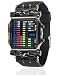 Cool Creative Funky Fashion Watch Black Men Boys PU Rubber Band Colorful LED Date Day Binary Digital Clock Casual Gift Watches