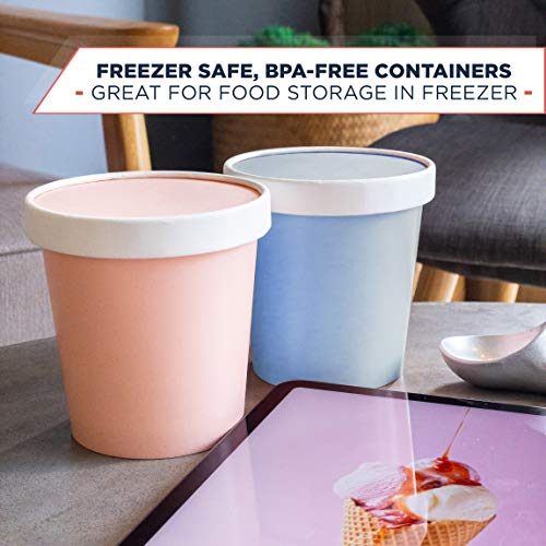 Glowcoast Ice Cream Containers With Lids - 16 oz Pint Ice Cream Storage Container for Homemade Icecream. Freezer-Safe Tub with Lid Protect Frozen Desserts like Yoghurt (Assorted, 24) - Thumbnail 4