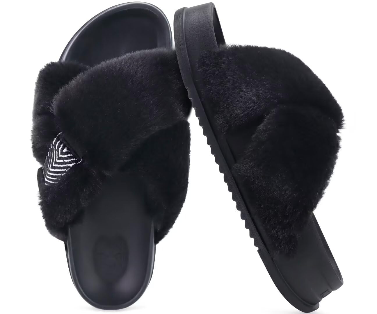 KuaiLu Women's Fuzzy Cross Band Platform