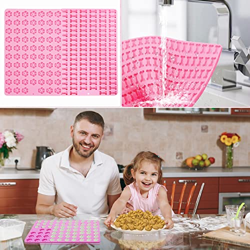 ZIOYA 2 Stück Backmatten für Hundeleckerlies Mini Silikonform Hundeleckerli zur Herstellung von Schokolade, Fudge, DIY-Backen und Leckereien für Haustiere (Rosa)