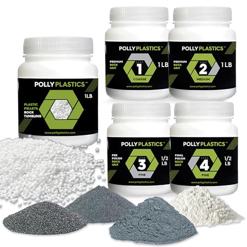 Polly Plastics Rock Tumbler Tumbling Media Grit Kit &amp; Plastic Filler Pellets
