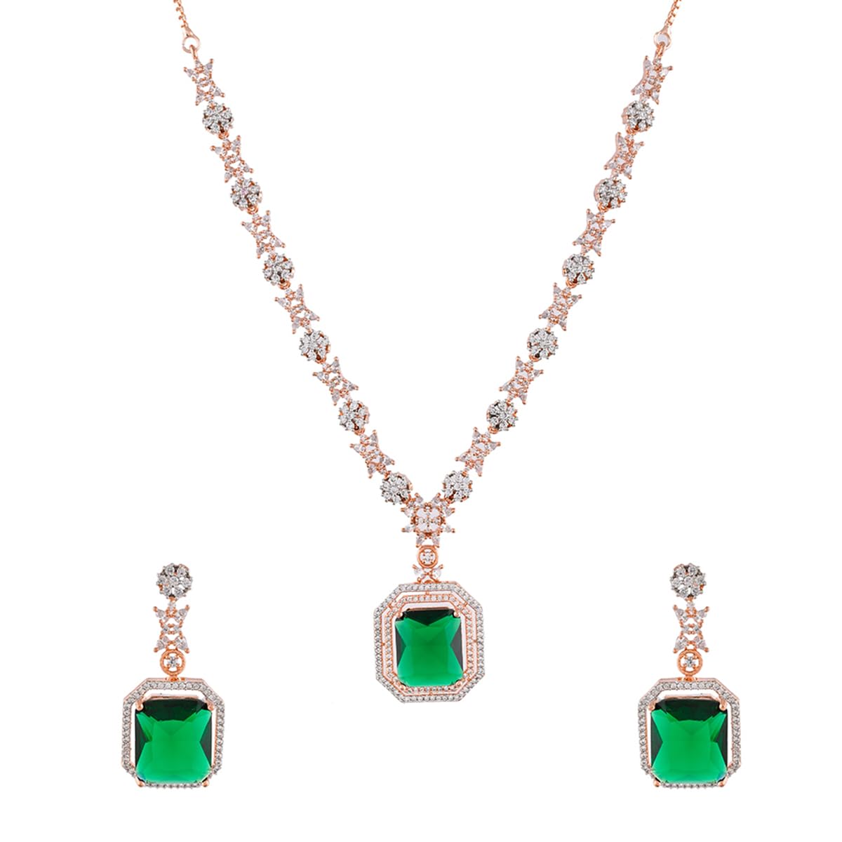 VOYLLA Sparkling Elegance Square Cut Green CZ Jewellery Set (B0CGRVCHPV) Amazon Price History, Amazon Price Tracker