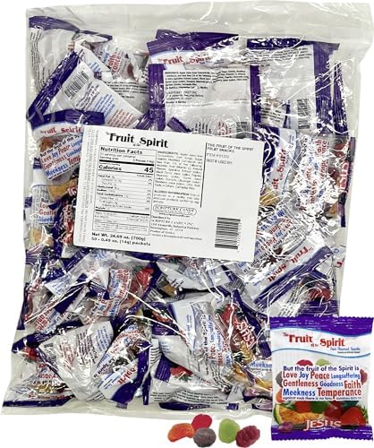 Scripture Candy, Fruit of the Spirit Gummy Snacks Clear Jumbo Bag, 50 Count