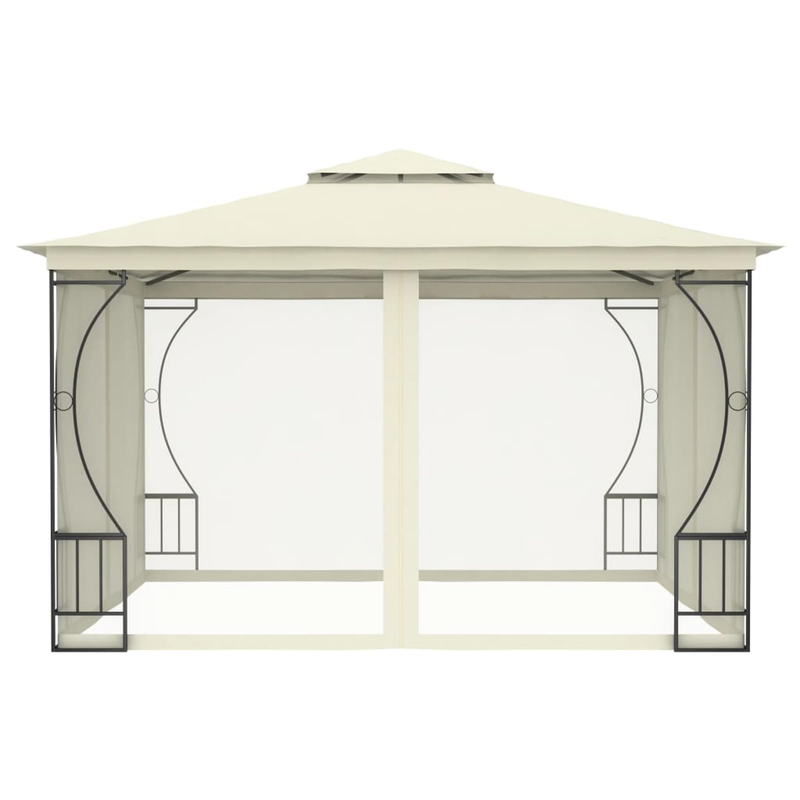 Pavillon mit Netz, Gartenpavillon, Pop-Up Partyzelt, Festzelt, Pavillon, Garden Decoration, Canopy Tent, Lagerzelt, 300x300x265 cm Creme