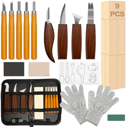 27PCS Woodworking Tools Set, Wood Carving Kit Professional Whittl...
