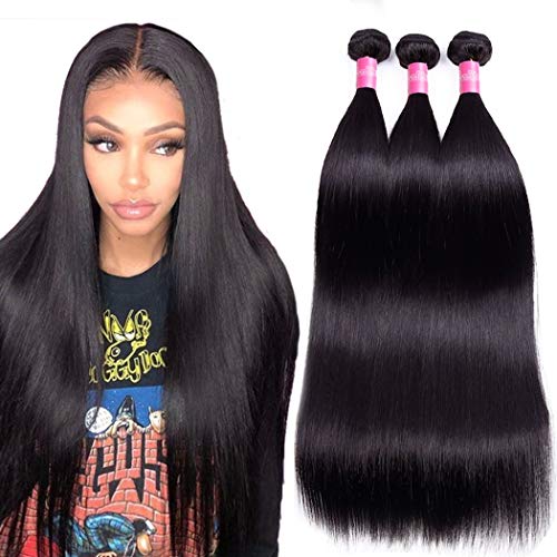 Brazilian Straight Virgin Hair Weave 3 Bundles 10A Grade 100% Unprocessed Brazilian Hair Bundles Straight Human Hair Extensions 16 18 20inches Natural Color