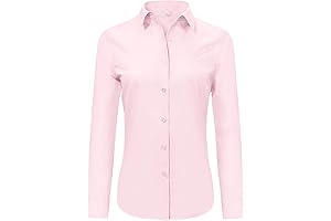 Women's Super Soft Wrinkle Free Button Down Collar Work Shirts Top