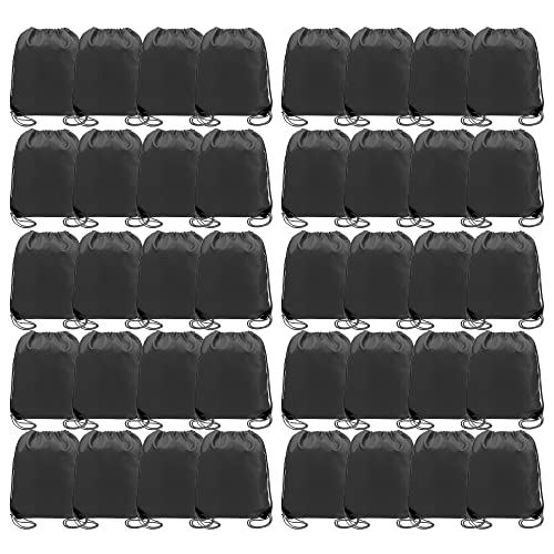 Image of BeeGreen Black Drawstring Backpack Bulk 40 Pack Wholesale, Drawstring Bags for Christmas Party Gym Sport Trip,Cinch Sack Machine Washable, DIY String Backpack for Women and Men