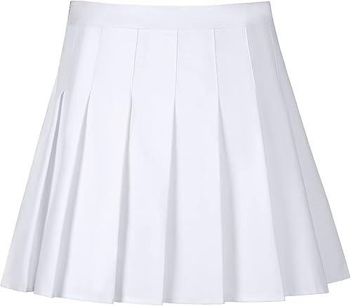 Women's Black Pleated Tennis Skirts High Waisted Athletic Golf Skorts with Shorts Workout Sport Spreppy Skirt L